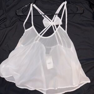 Rue21 White Tank Top with Criss-Cross Straps and bow